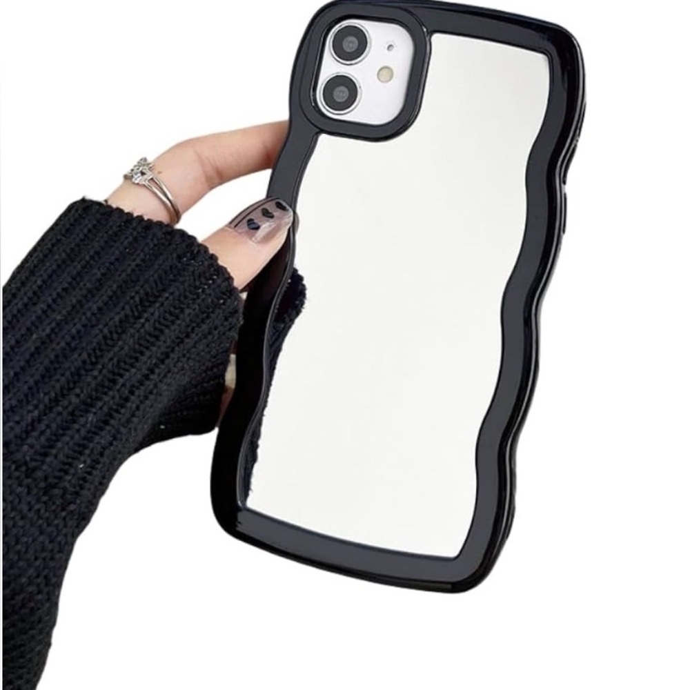 kate spade Black and White Wavy Phone Case,Case with Mirror,iPhone 16 pro max.